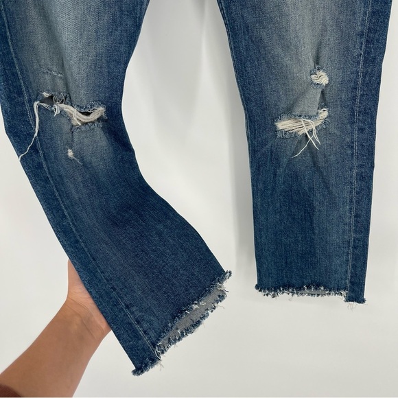 Mother High Waisted Rider Distressed Ankle Jeans in Far Beyond the Sky 28 - Picture 3 of 10